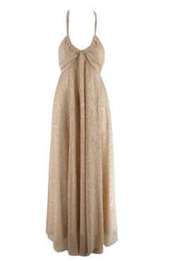 Abito con Scollo a V / Oro Donna Abiti