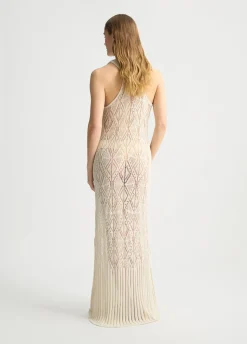 New Abito in Maglia Crochet / Beige Donna Abiti