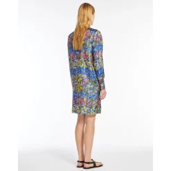 Outlet Abito in Twill di Pura Seta Stampata / Bluette Donna Abiti