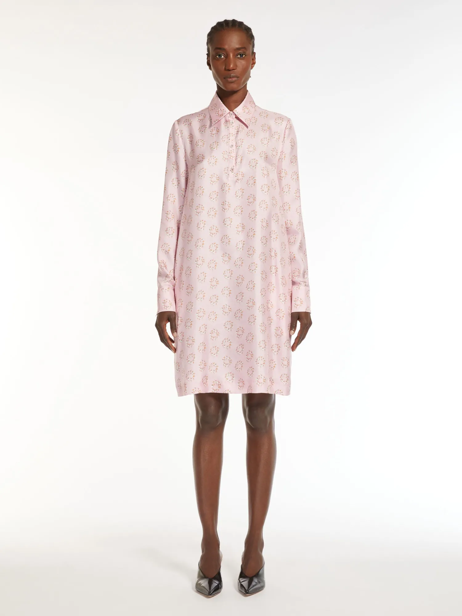 Abito in Twill di Seta Stampata / Rosa Donna Abiti