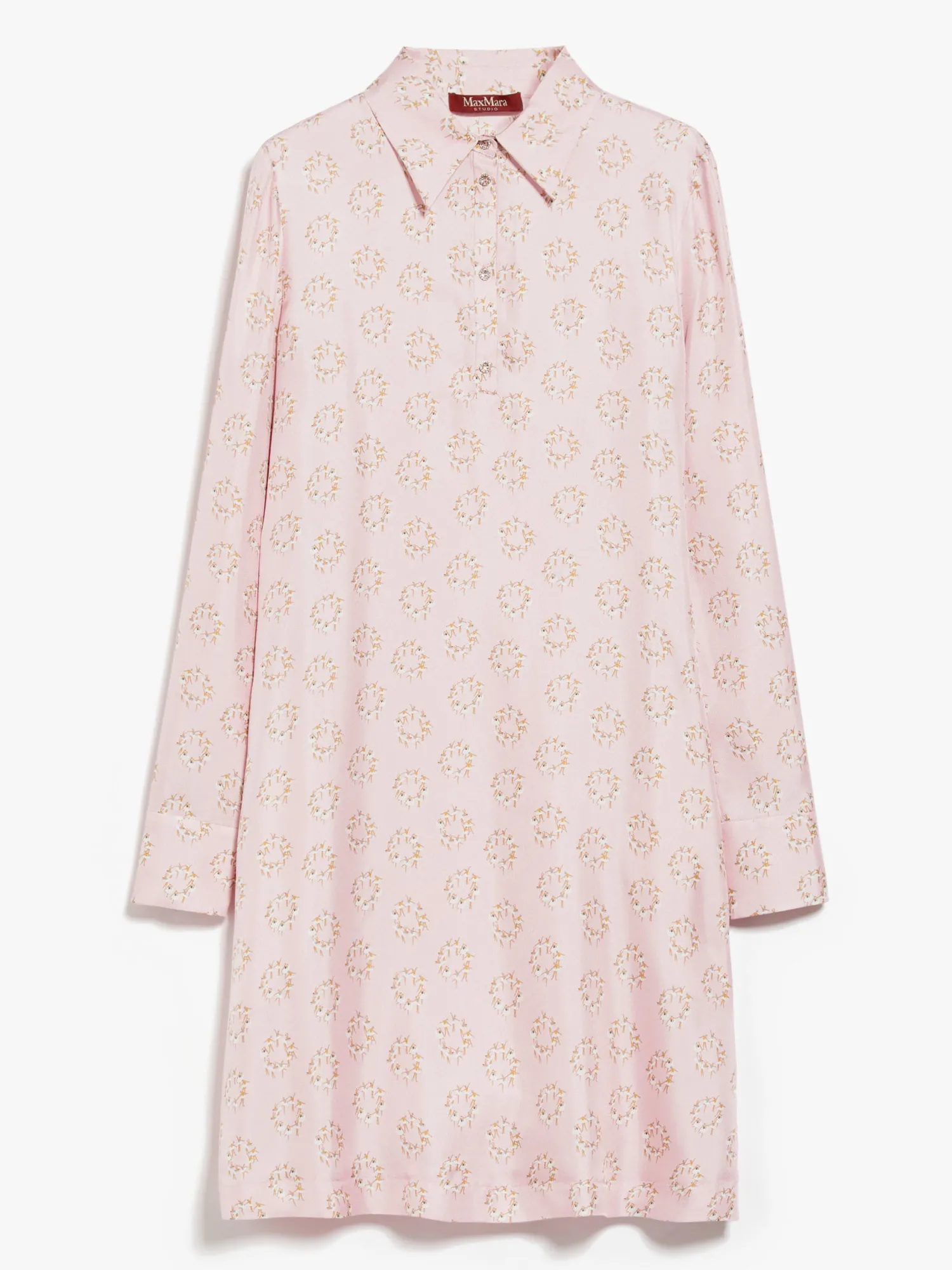 Abito in Twill di Seta Stampata / Rosa Donna Abiti