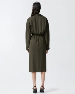 Hot Abito Midi Chemisier con Cintura / Donna Abiti