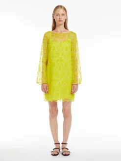 Outlet Abito Mini in Organza Ricamata / Giallo Donna Abiti