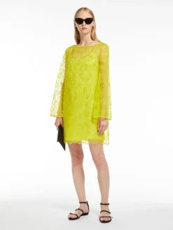 Outlet Abito Mini in Organza Ricamata / Giallo Donna Abiti