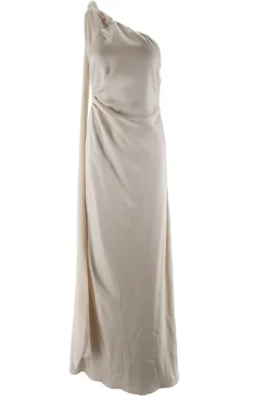 Clearance Abito Monospalla in Envers Satin / Beige Donna Abiti