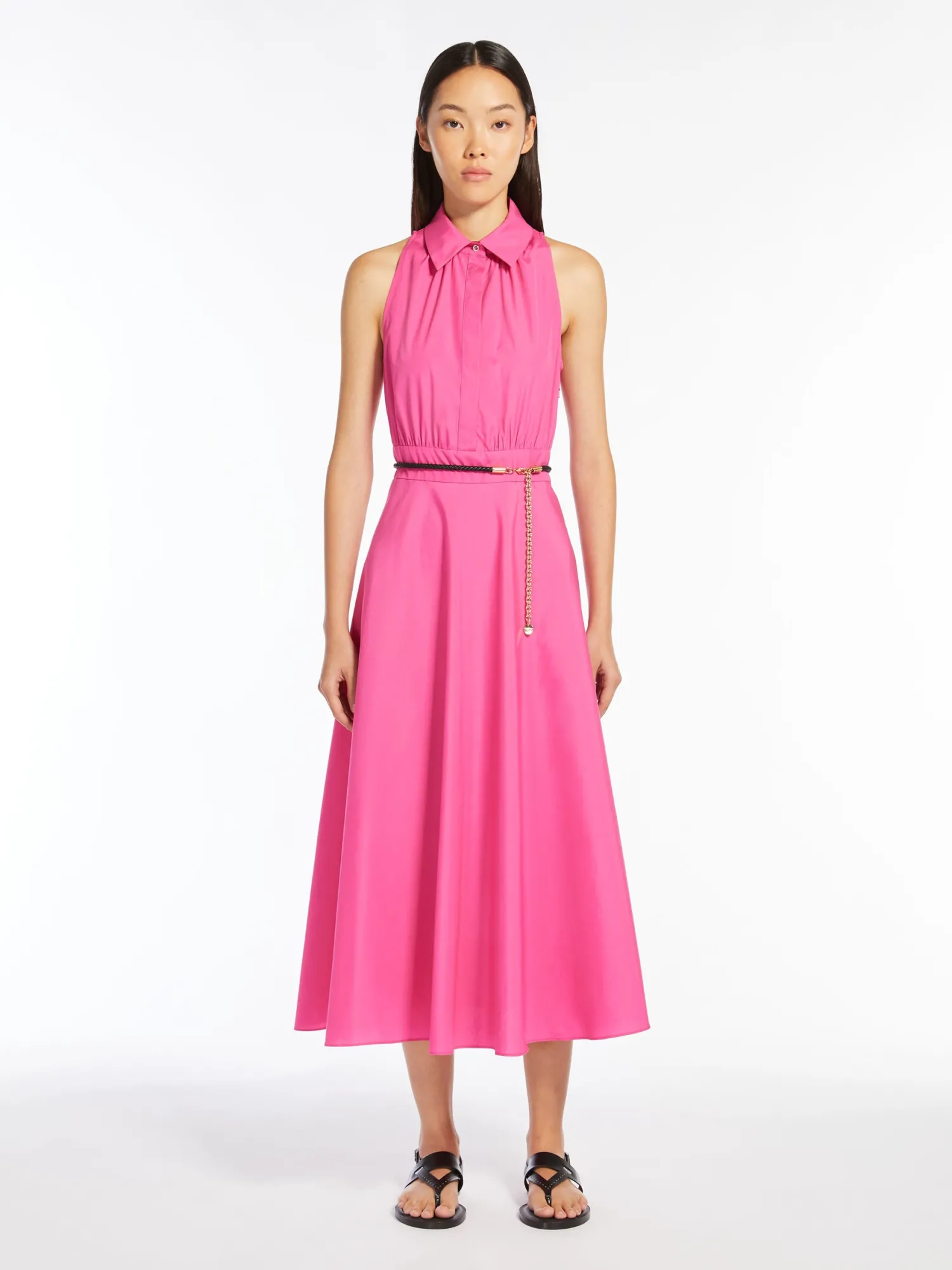 Outlet Abito Polo in Popeline di Cotone / Fucsia Donna Abiti