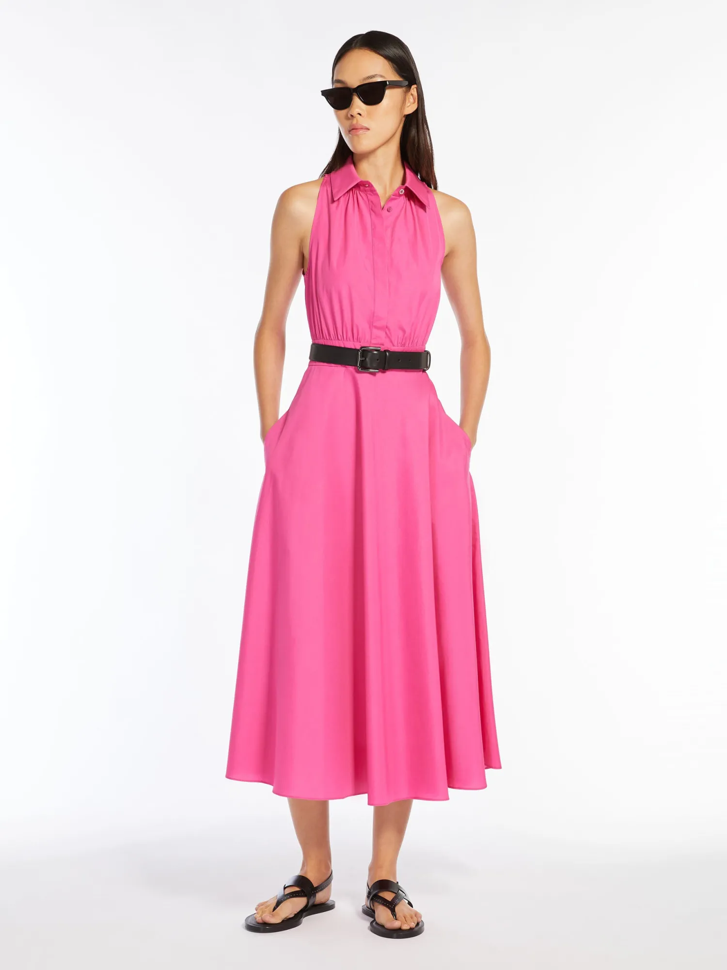 Outlet Abito Polo in Popeline di Cotone / Fucsia Donna Abiti