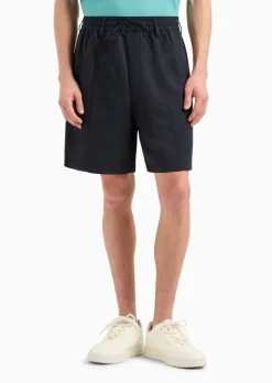 Hot Bermuda a Vita Elastica in Twill Misto Lino / Uomo Pantaloncini
