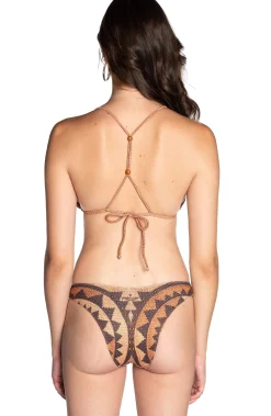 Bikini Triangolo con Borchie e Intreccio / Arancione Donna Costumi Da Bagno