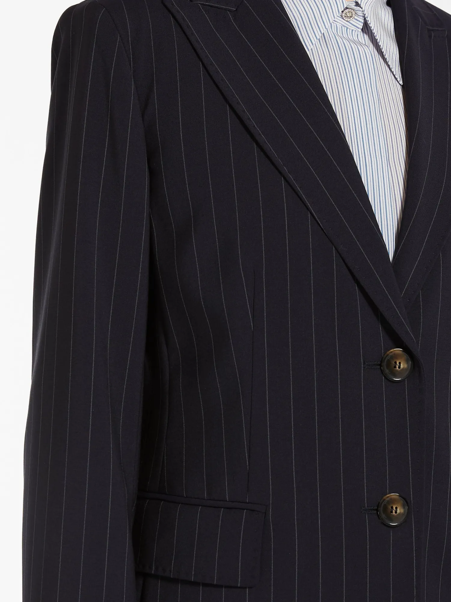 Outlet Blazer Monopetto in Lana Gessata / Blu Donna Giacche