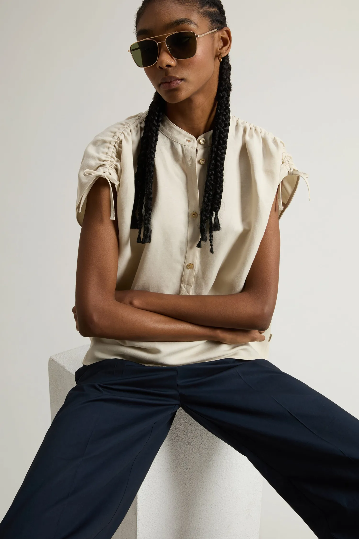 Hot Blusa con Colletto alla Coreana / Donna Bluse