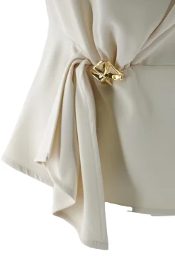 Best Blusa con Drappeggio e Bottone / Donna Bluse