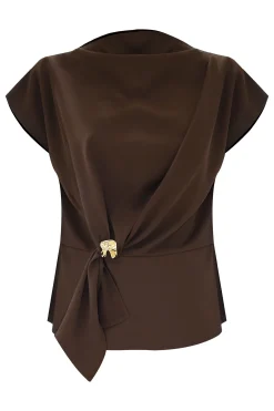 Blusa con Drappeggio e Bottone / Donna Bluse