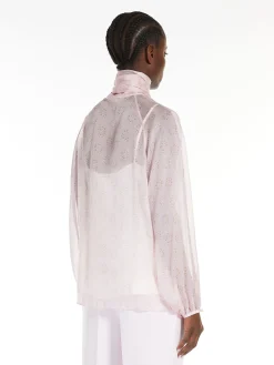 Sale Blusa con Fiocco in Seta Stampata / Rosa Donna Camicie