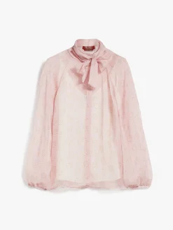 Sale Blusa con Fiocco in Seta Stampata / Rosa Donna Camicie