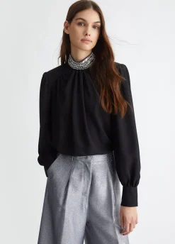 Clearance Blusa in Georgette con Strass / Donna Bluse