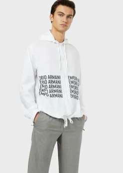 Hot Blusa in popeline con stampa logo e cappuccio / Uomo Camicie