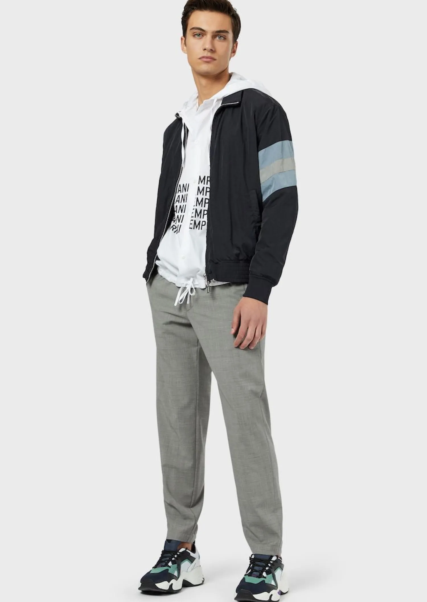 Hot Blusa in popeline con stampa logo e cappuccio / Uomo Camicie
