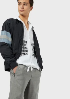 Hot Blusa in popeline con stampa logo e cappuccio / Uomo Camicie