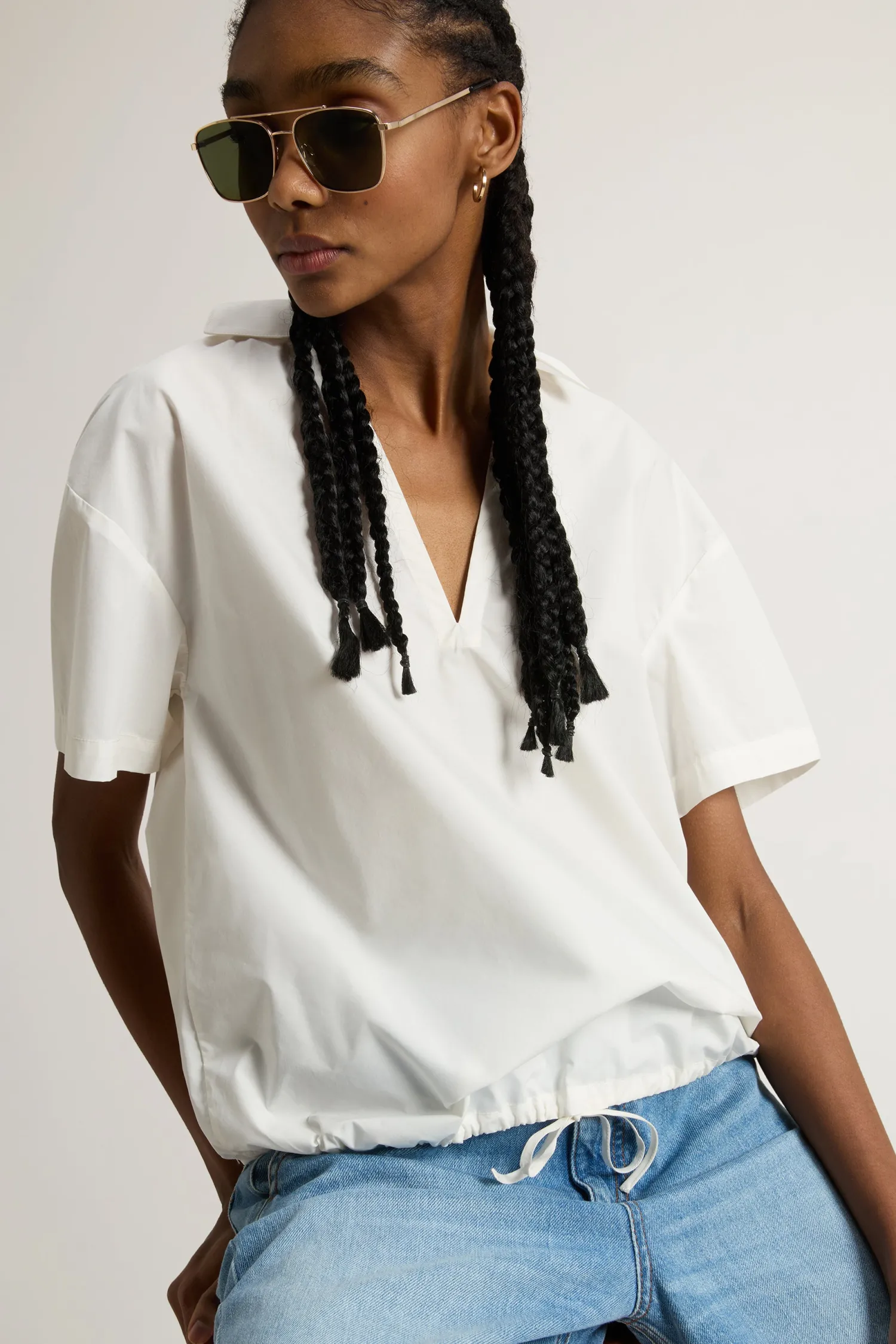 Outlet Blusa in Popeline di Cotone / Donna Bluse