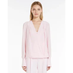 New Blusa Incrociata in Crepe de Chine / Rosa Donna Camicie