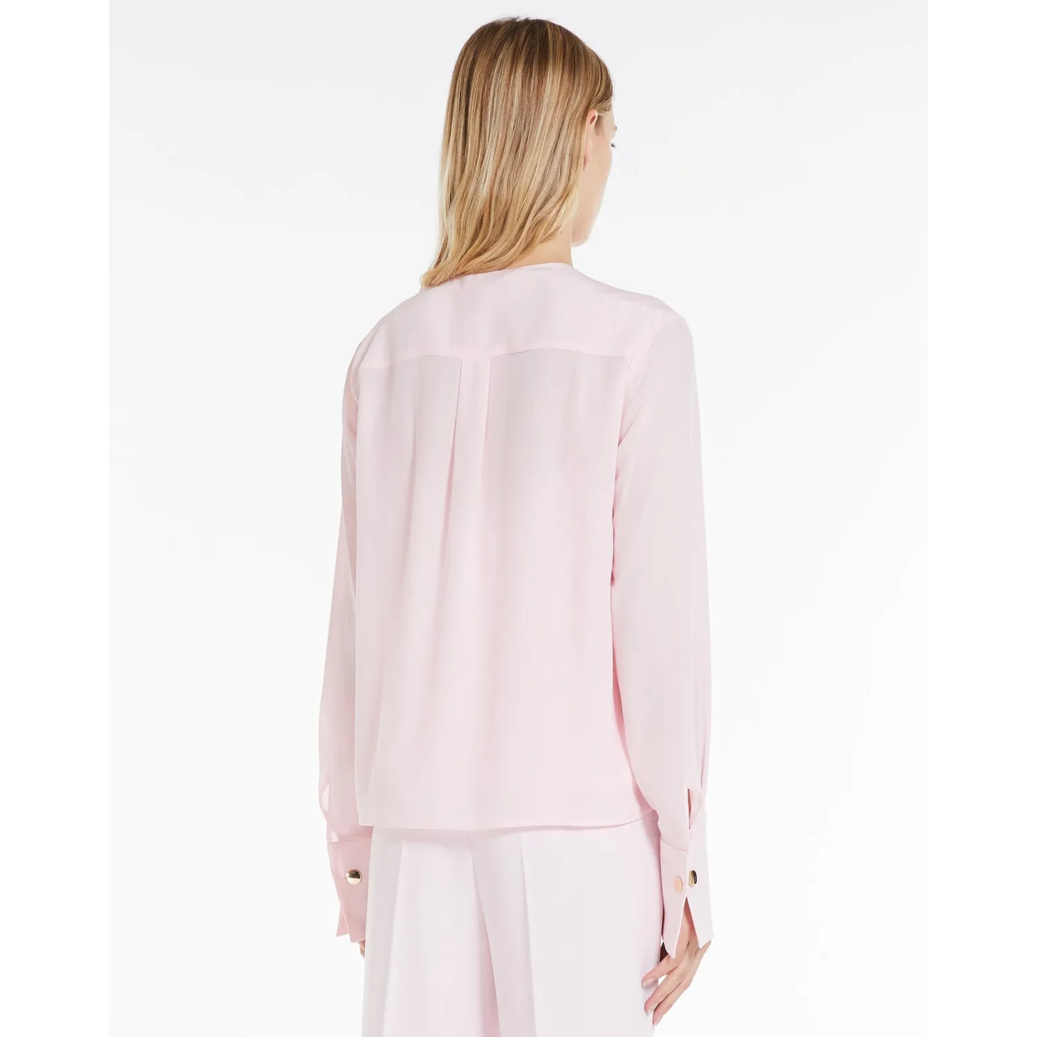 New Blusa Incrociata in Crepe de Chine / Rosa Donna Camicie