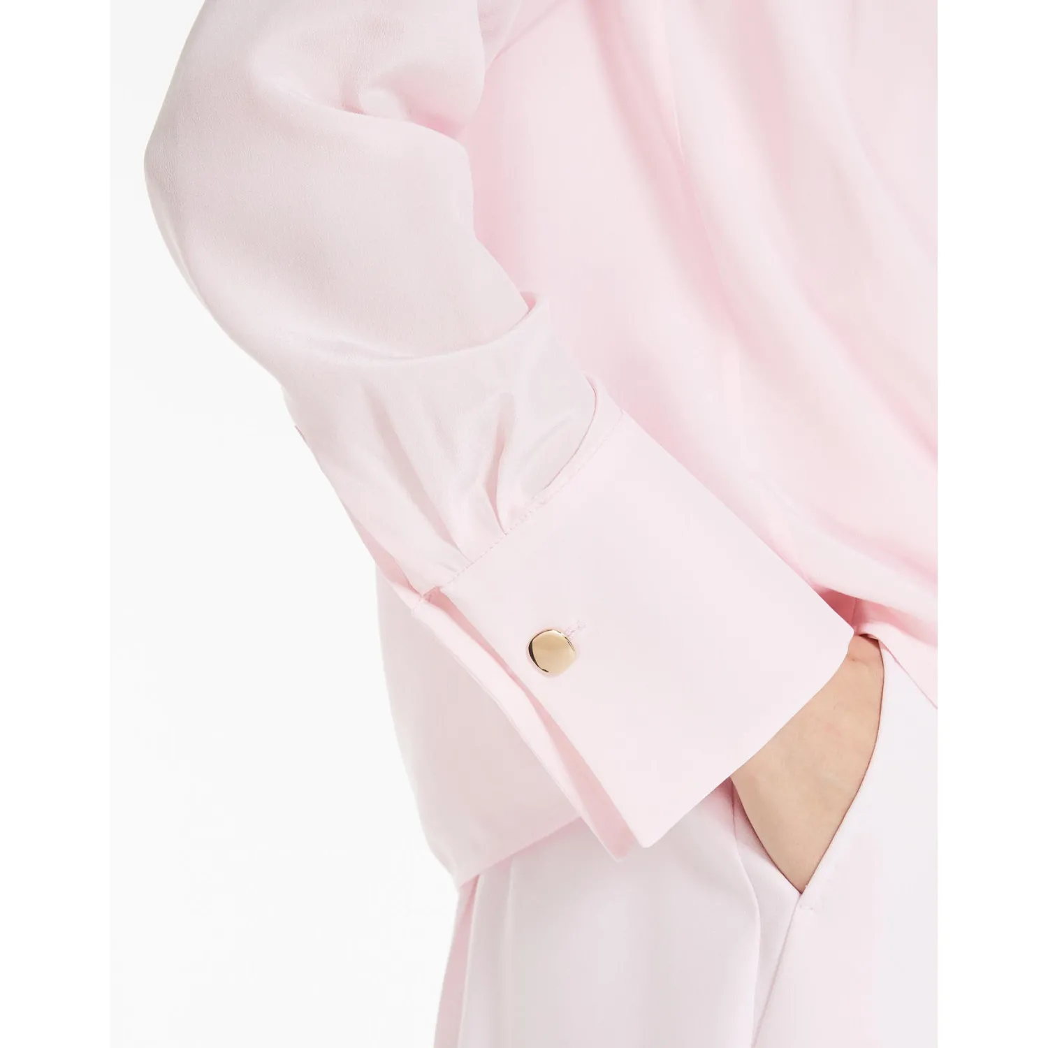 New Blusa Incrociata in Crepe de Chine / Rosa Donna Camicie