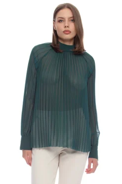 Clearance Blusa Plissettata a Maniche Lunghe / Donna Bluse