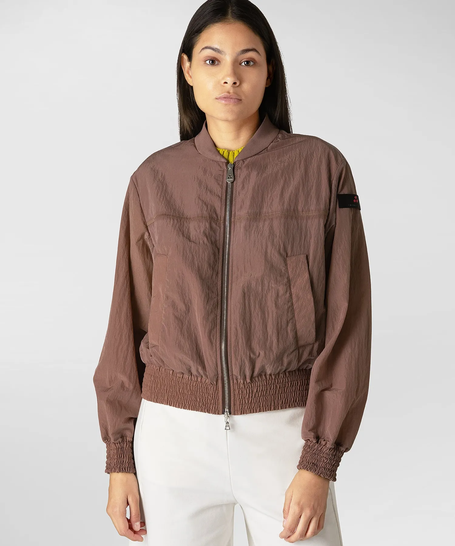 Discount Bomber Corto con Logo / Donna Giubbini
