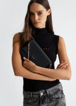 Outlet Borsa Nera a Tracolla con Logo / Donna Borse A Tracolla