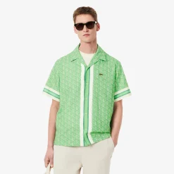 Camicia a Mezze Maniche con Stampa Monogramma / Uomo Camicie