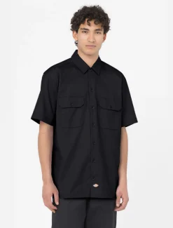 Outlet Camicia a Mezze Maniche in Twill / Uomo Camicie