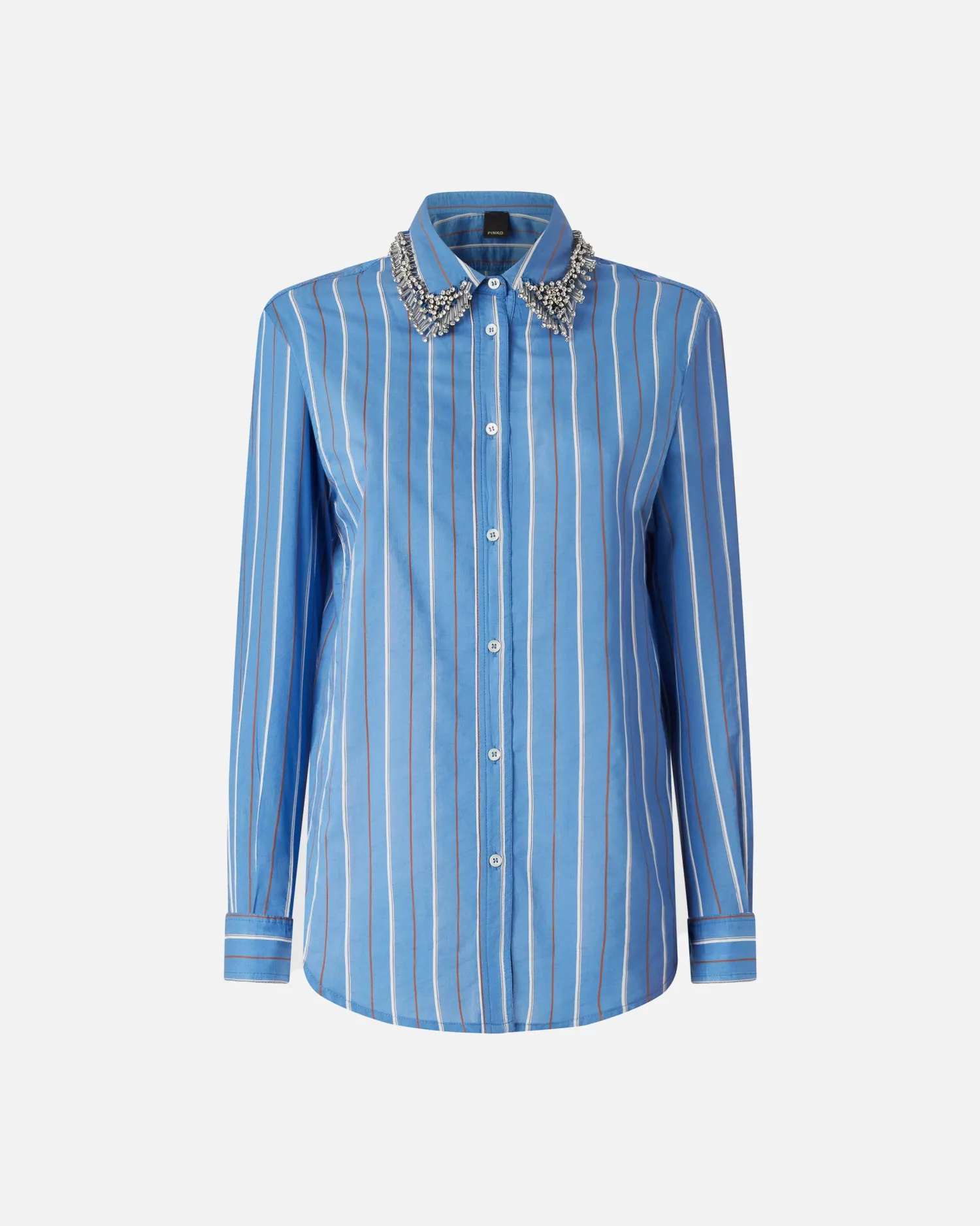 New Camicia a Righe con Colletto Ricamato / Donna Camicie