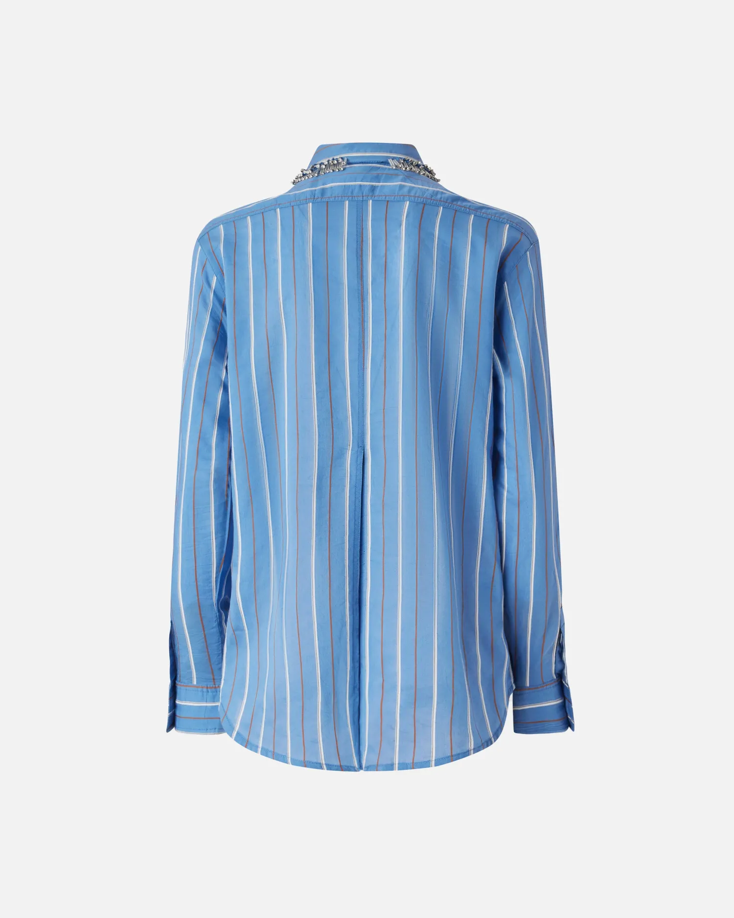 New Camicia a Righe con Colletto Ricamato / Donna Camicie