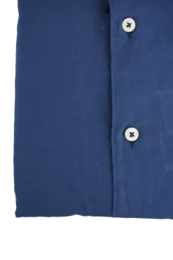 Sale Camicia con Collo alla Coreana in Mussola di Cotone / Blu Uomo Camicie
