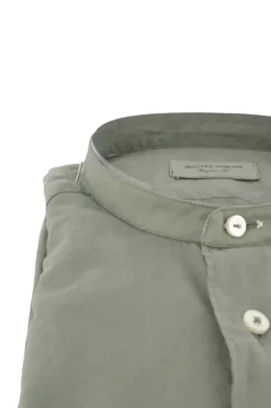 Outlet Camicia con Collo alla Coreana in Mussola di Cotone / Uomo Camicie
