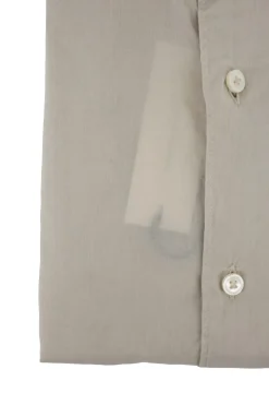 Online Camicia con Collo alla Coreana in Mussola di Cotone / Beige Uomo Camicie