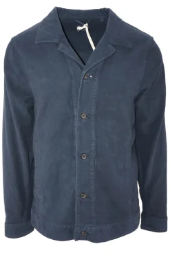 Online Camicia con Effetto Velluto / Blu Uomo Camicie