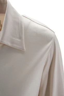 Clearance Camicia in Cotone con Bottoni Ricoperti / Donna Camicie