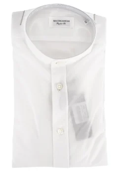 Clearance Camicia in Cotone con Collo alla Coreana / Bianco Uomo Camicie