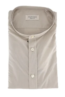Hot Camicia in Cotone con Collo alla Coreana / Beige Uomo Camicie