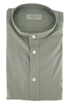 Clearance Camicia in Cotone con Collo alla Coreana / Uomo Camicie