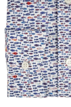 Online Camicia in Cotone con Fantasia / Celeste Uomo Camicie