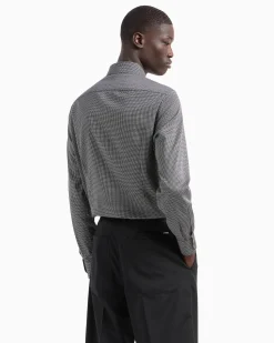 Clearance Camicia in Cotone Stretch con Pattern Stampato / Uomo Camicie