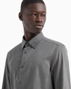 Clearance Camicia in Cotone Stretch con Pattern Stampato / Uomo Camicie