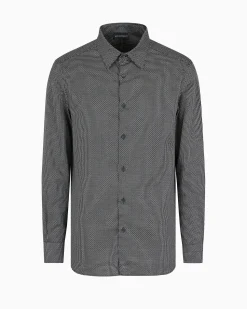 Clearance Camicia in Cotone Stretch con Pattern Stampato / Uomo Camicie