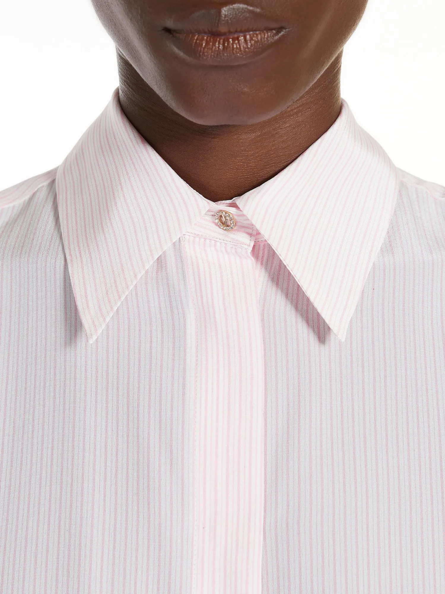 Online Camicia in Crepe de Chine a Righe / Rosa Donna Camicie