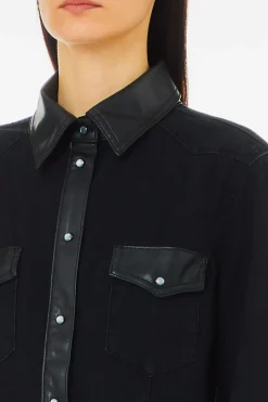 Outlet Camicia in Denim con Bottoni a Pressione / Donna Camicie