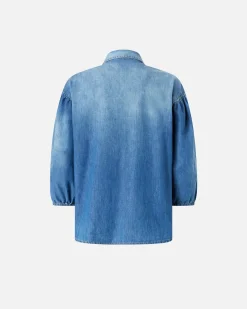 New Camicia in Denim con Maniche a Tre Quarti / Donna Denim|Camicie