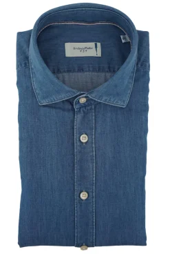 Outlet Camicia in Denim di Cotone / Uomo Camicie